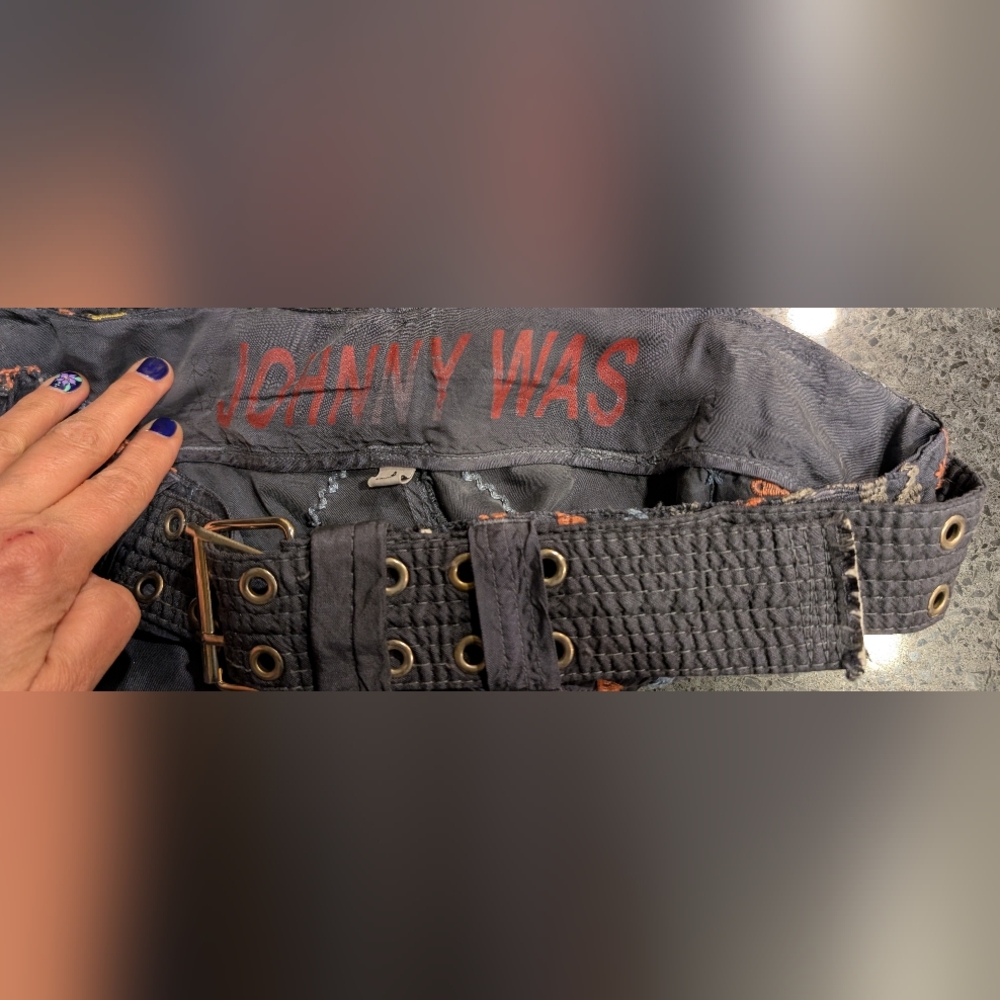 Johnny Was Dark Cargo Pants with Colorful Patterns (Runs Large) - Picture 4 of 7